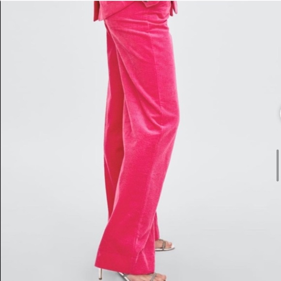 Zara L Fuchsia Corduroy High Rise Pant NWT - Picture 12 of 15